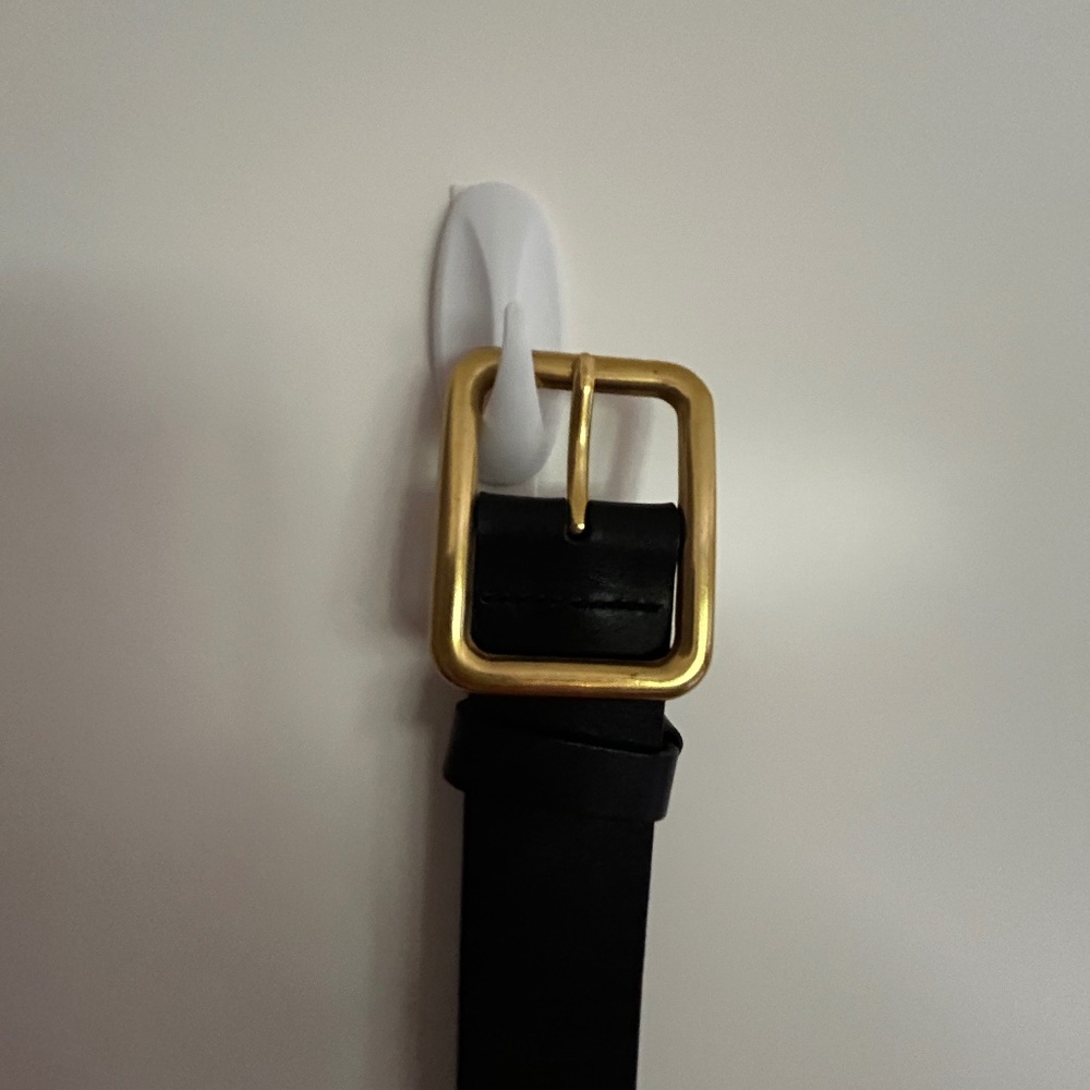 Anthropologie Black Belt with Gold Buckle - XS
